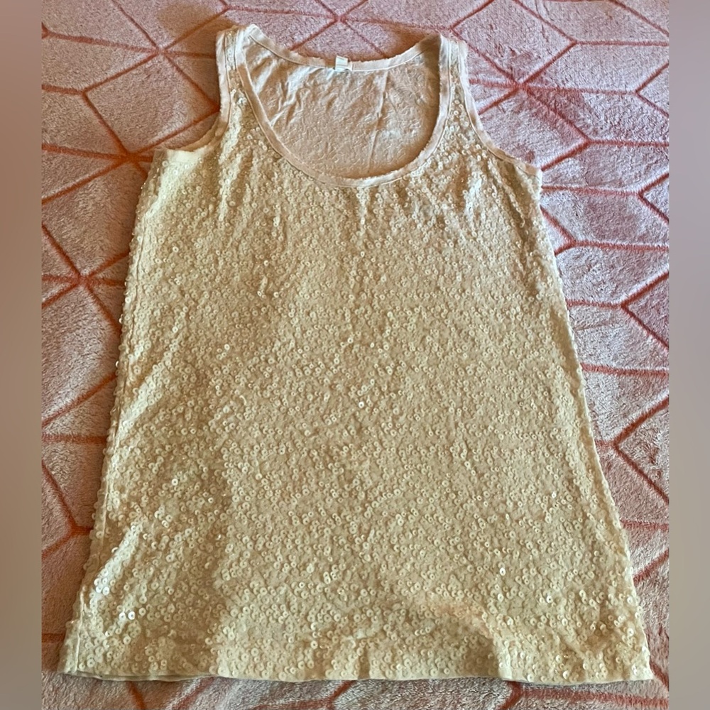 🤍 J. Crew Sparkling White Sequin Tank Top 🤍